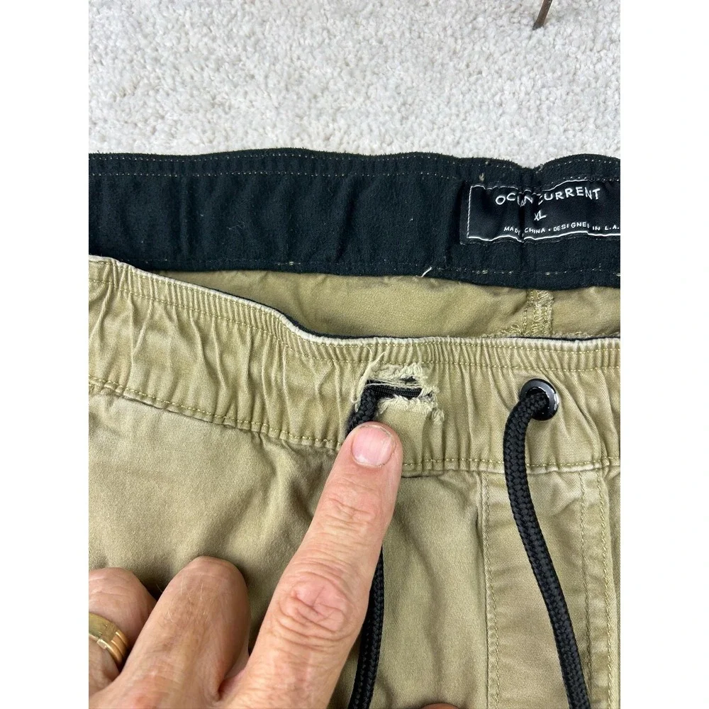 Ocean‎ Current Pants Mens XL Khaki Jogger Drawstring Moto Biker Stretch Casual